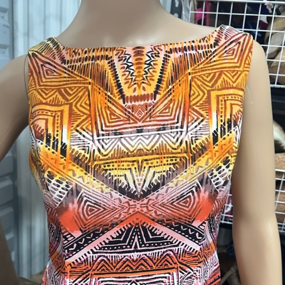 Dp Vibrant Tribal Print sleeveless Midi Dress size 6